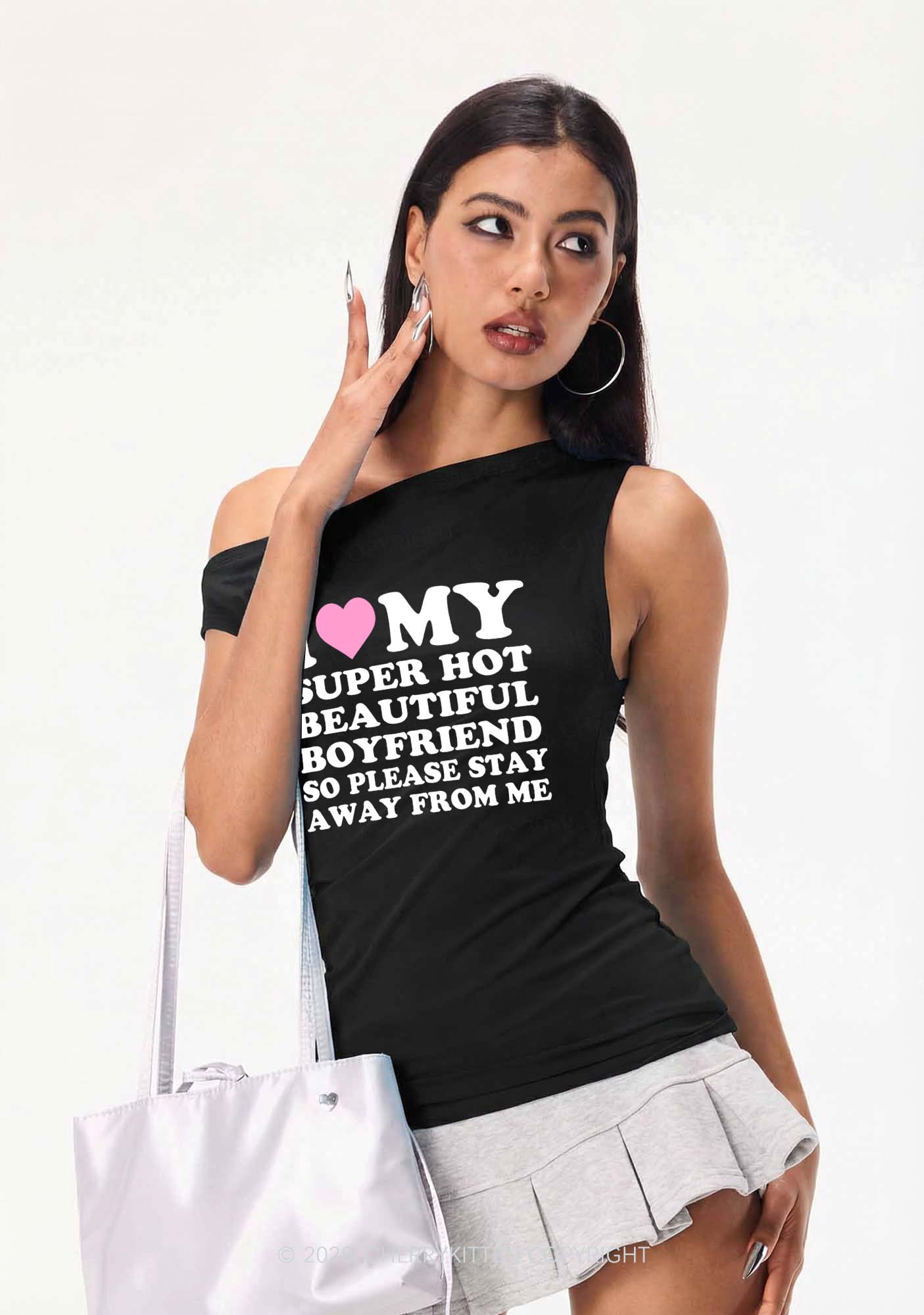 My Super Hot Boyfriend Y2K Off Shoulder Tank Top Cherrykitten