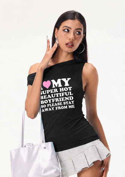My Super Hot Boyfriend Y2K Off Shoulder Tank Top Cherrykitten