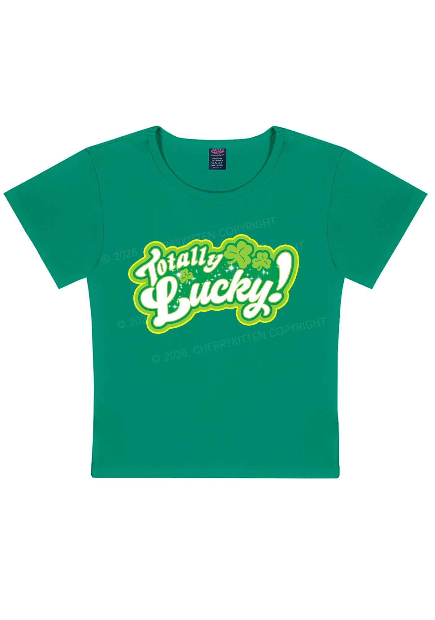 Totally Lucky St Patricks Y2K Baby Tee Cherrykitten