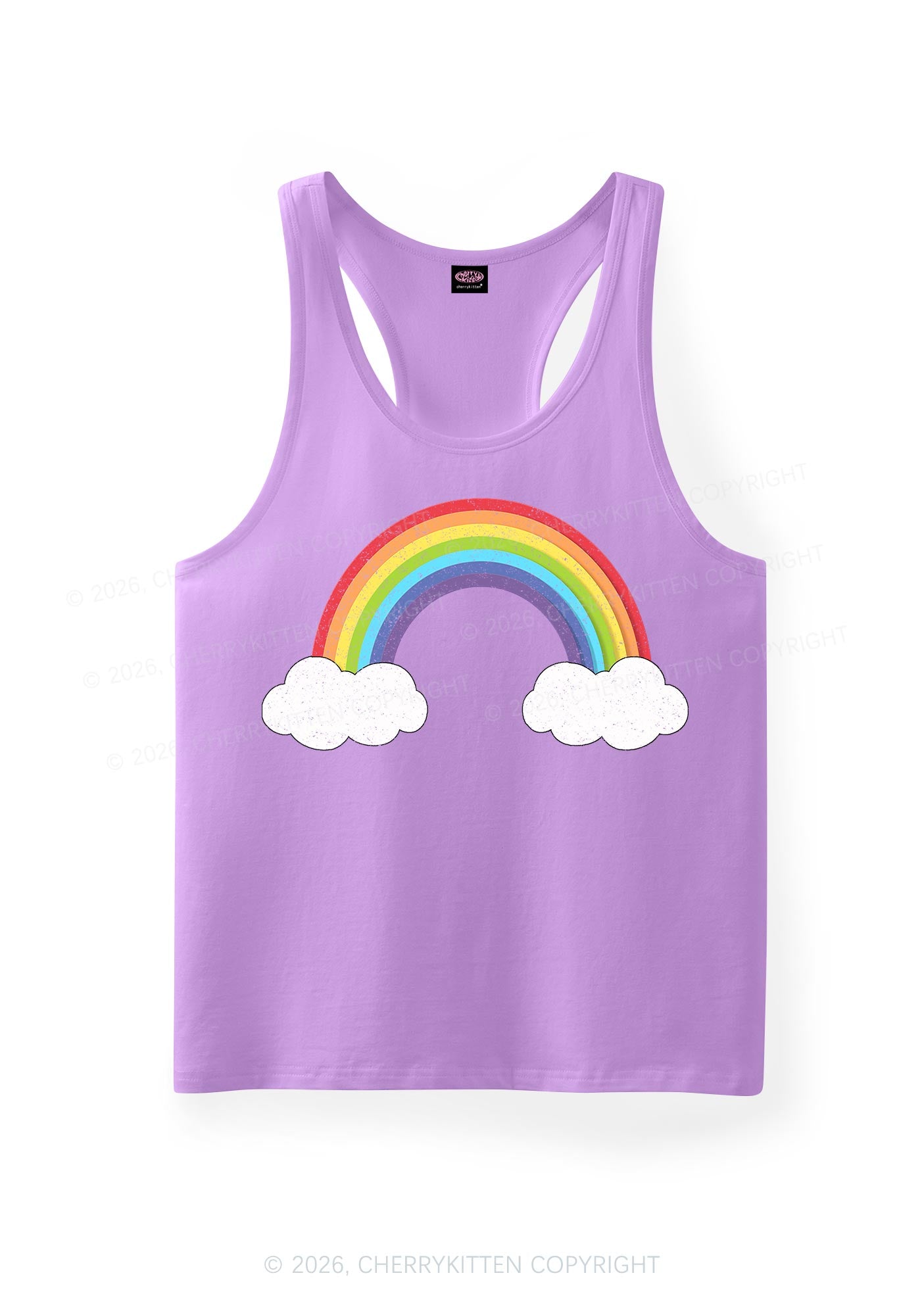 Rainbow Cloud Pride Y2K Men Racerback Tank Top Cherrykitten