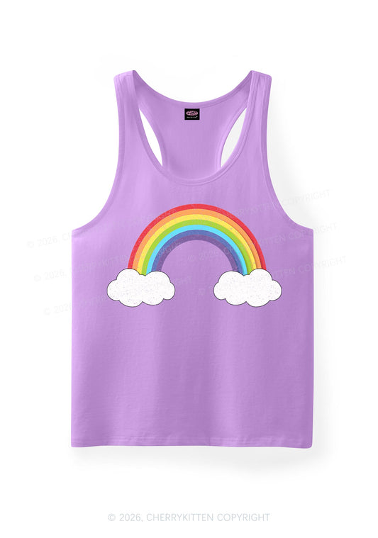 Rainbow Cloud Pride Y2K Men Racerback Tank Top Cherrykitten