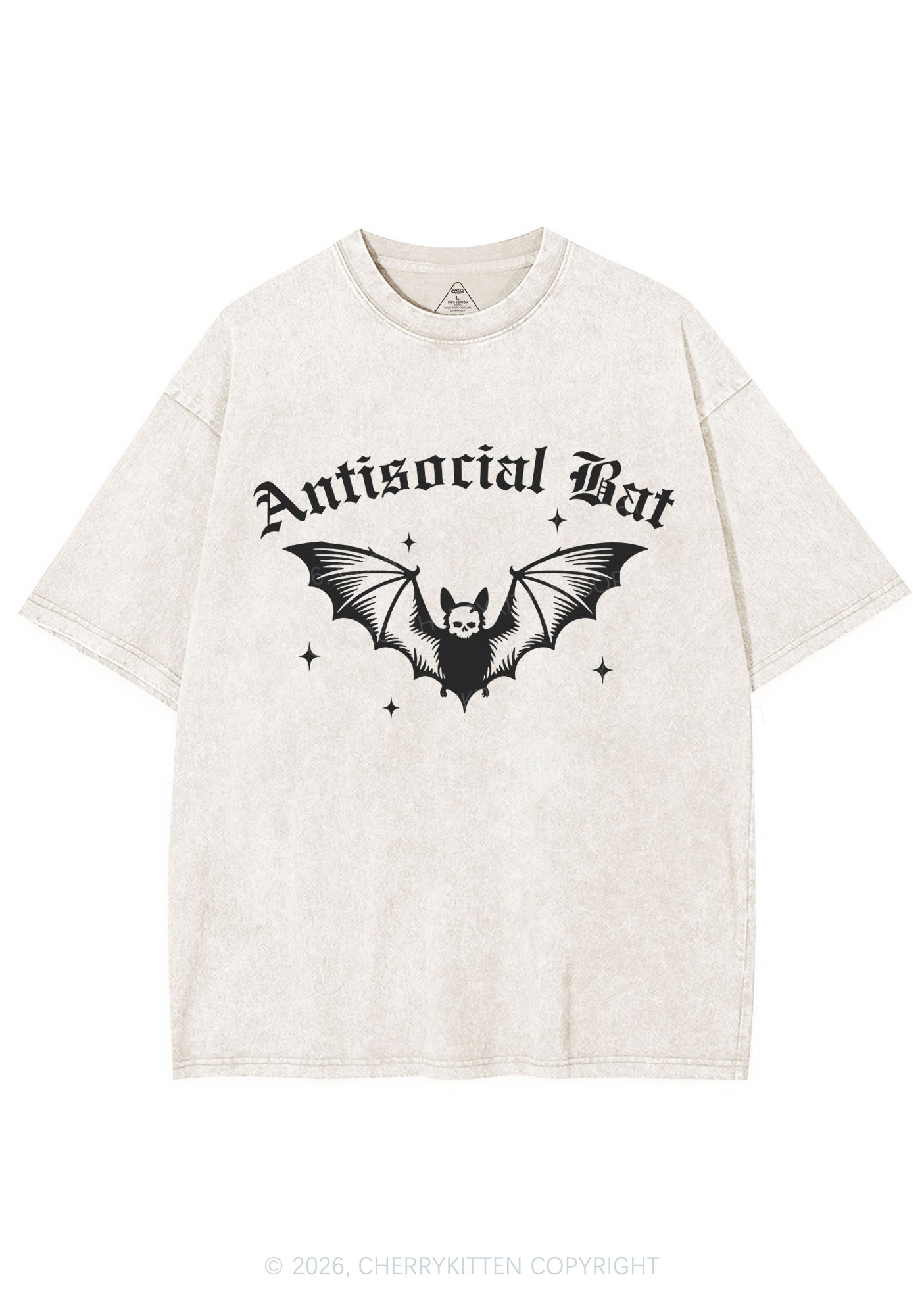 Halloween Antisocial Bat Y2K Shirts Washed Tee Cherrykitten
