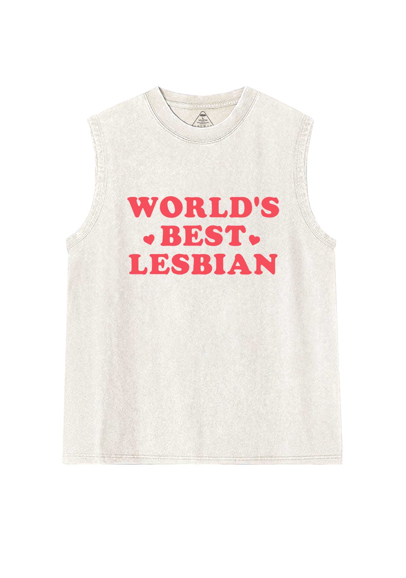 Worlds Best Lesbian Pride Y2K Washed Muscle Tank Cherrykitten
