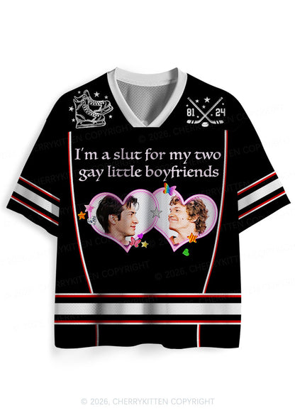 Black Slxt For My Gay BF HR Y2K Sport Jersey Shirts Cherrykitten