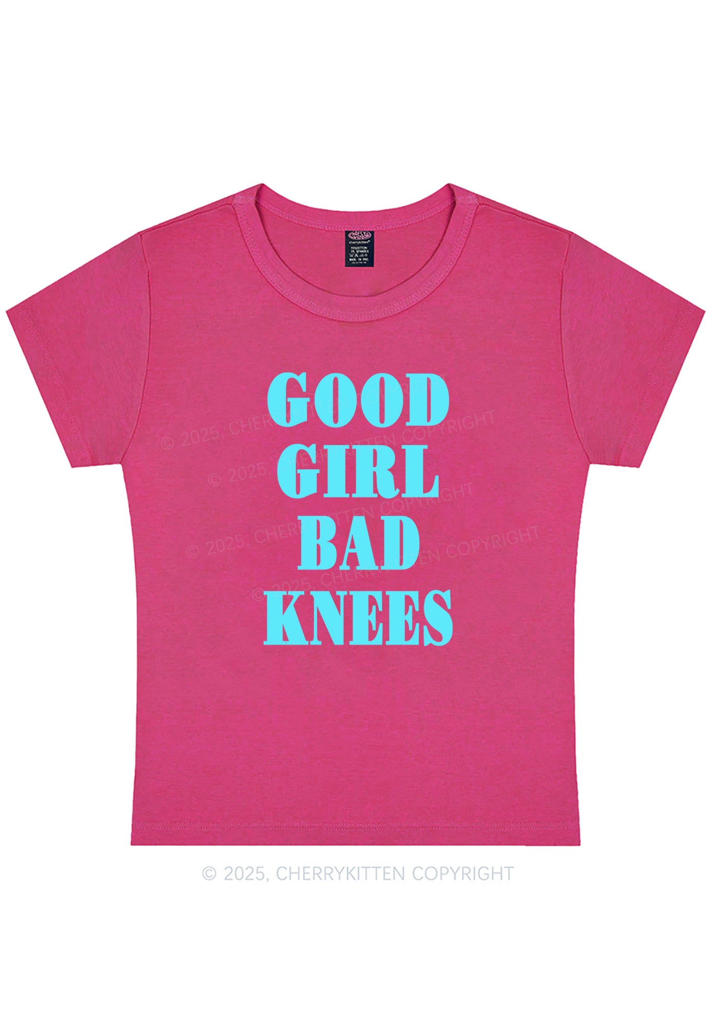 Good Girl Bad Knees Y2K Baby Tee Cherrykitten