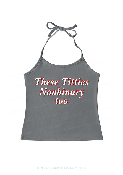 Txtties Nonbinary Too Pride Y2K Halter Neck Cami Cherrykitten