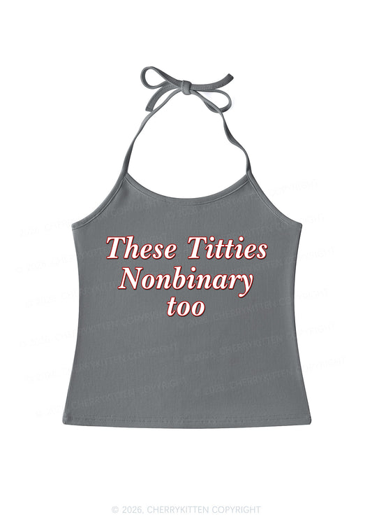 Txtties Nonbinary Too Pride Y2K Halter Neck Cami Cherrykitten