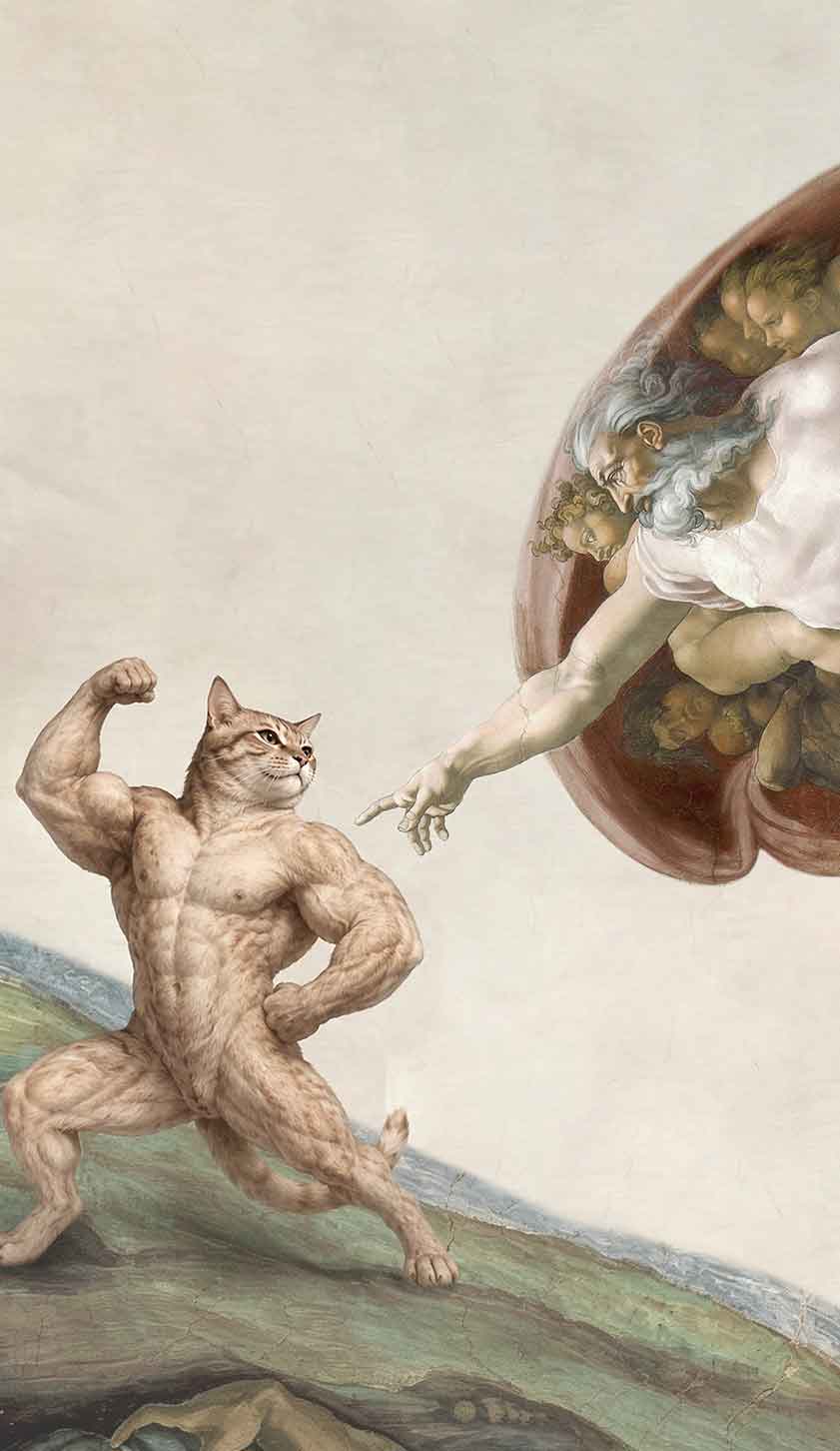 Gym Cat God Touch Y2K Phone Case Cherrykitten