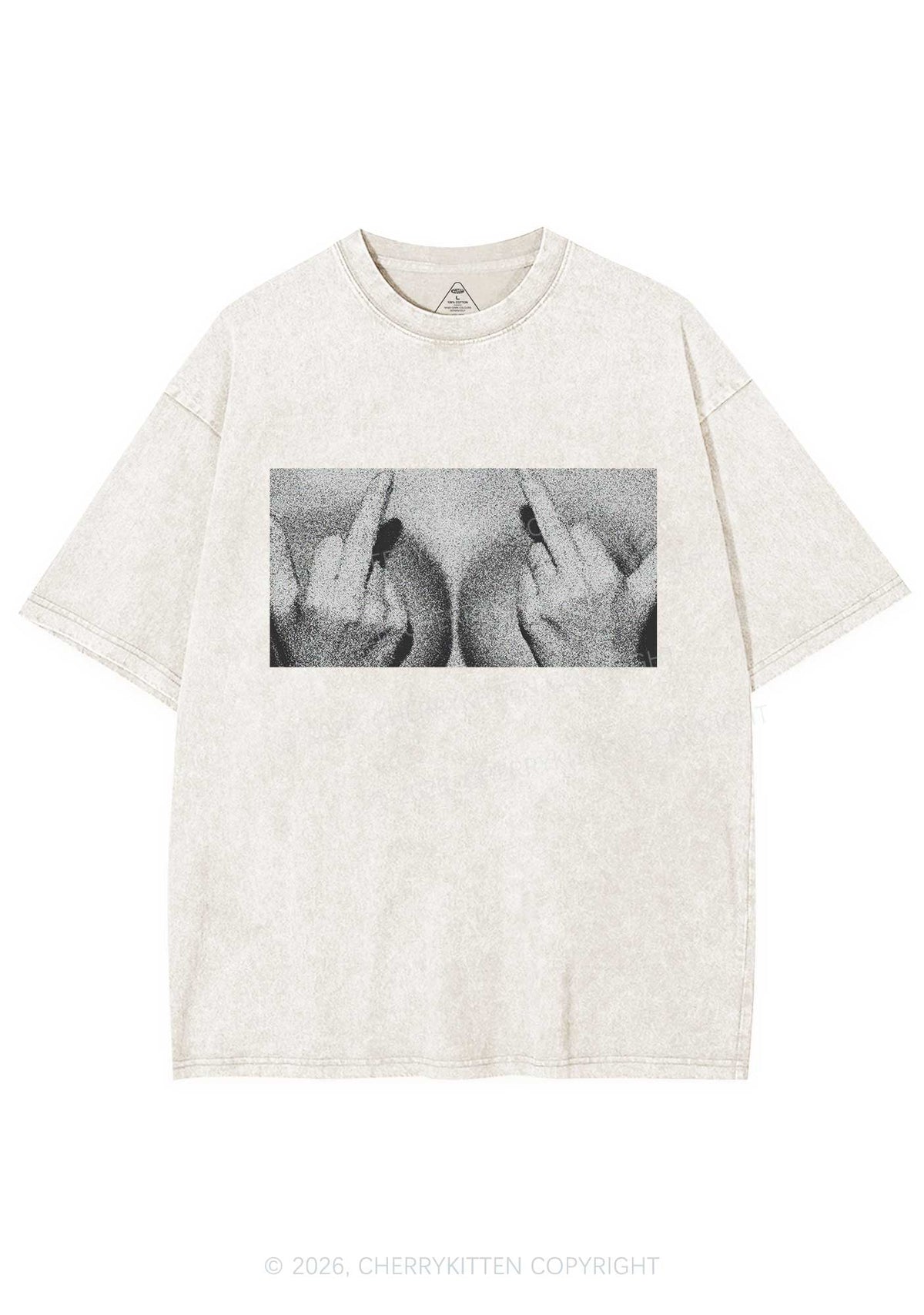 Middle Finger Bxxbs Y2K Shirts Washed Tee Cherrykitten