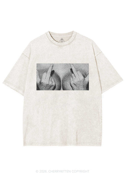 Middle Finger Bxxbs Y2K Shirts Washed Tee Cherrykitten