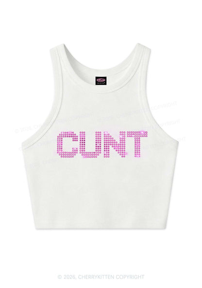 Rhinestone Pink Cxxt Y2K Crop Tank Top Cherrykitten