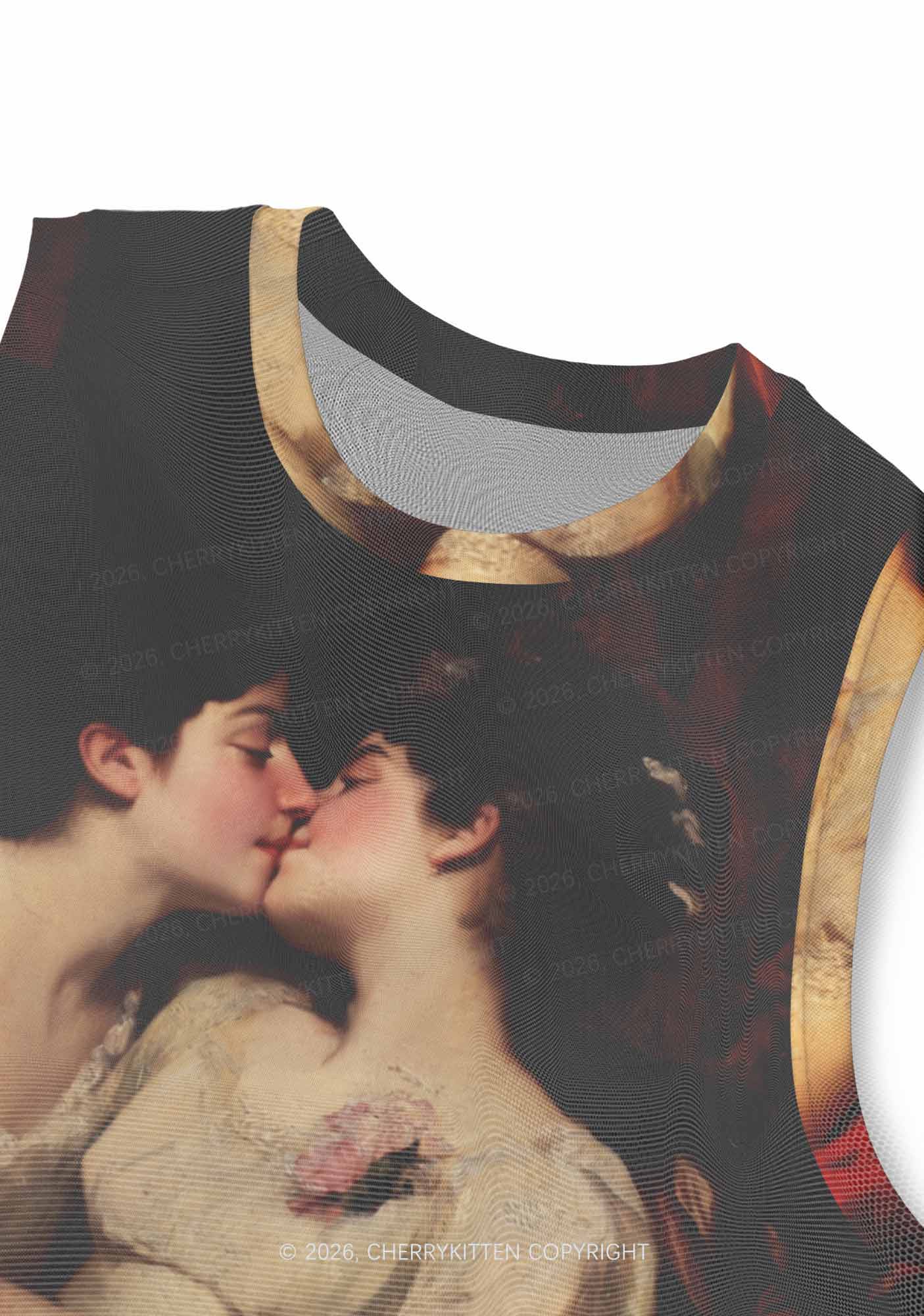 Vintage Women Kissing Pride Y2K Mesh Muscle Tank Cherrykitten