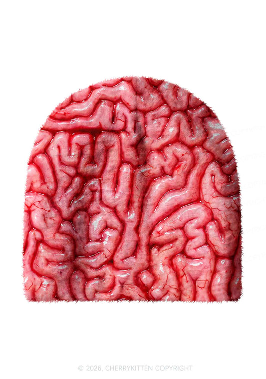 Halloween Fleshy Brain Texture Y2K Print Knit Beanie Cherrykitten
