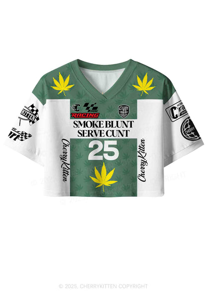 Custom Green Racing Smoke Blunt Y2K Crop Sport Jersey Shirts Cherrykitten