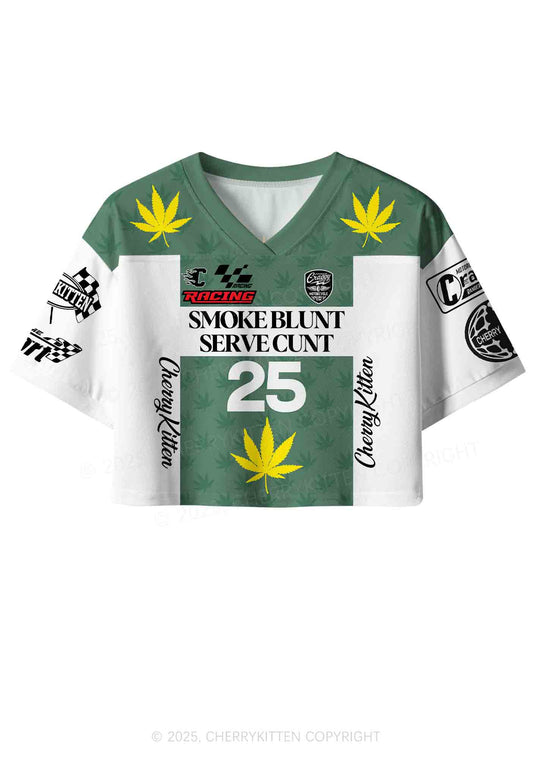 Custom Green Racing Smoke Blunt Y2K Crop Sport Jersey Shirts Cherrykitten