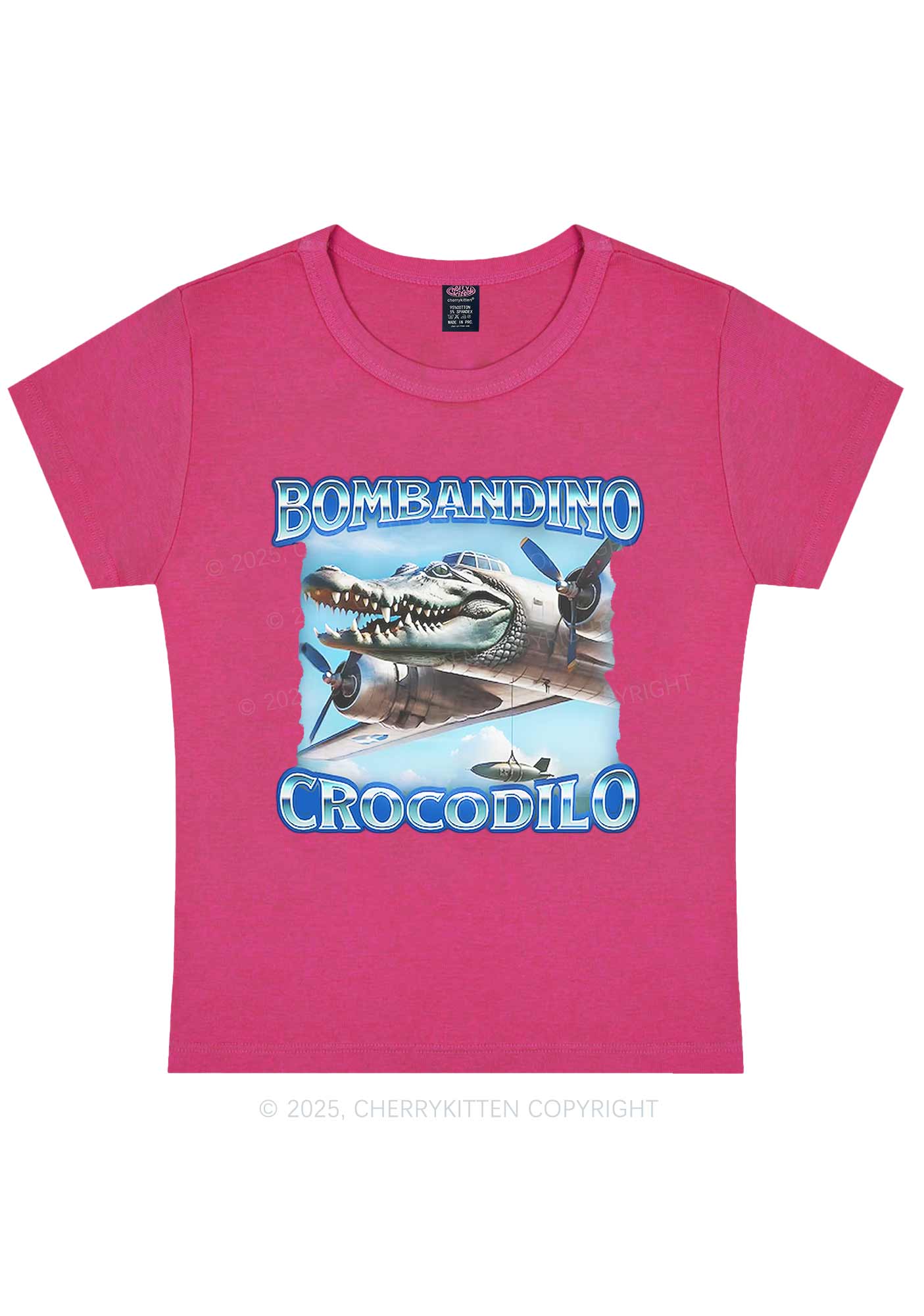 Bombandino Crocodilo Italian Brainrot Shirt Y2K Baby Tee Cherrykitten