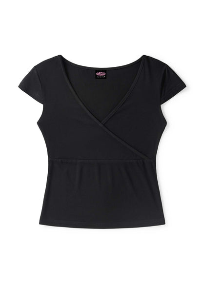 Plain Y2K Wrap V Neck T Shirts Cherrykitten