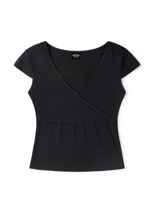 Plain Y2K Wrap V Neck T Shirts Cherrykitten