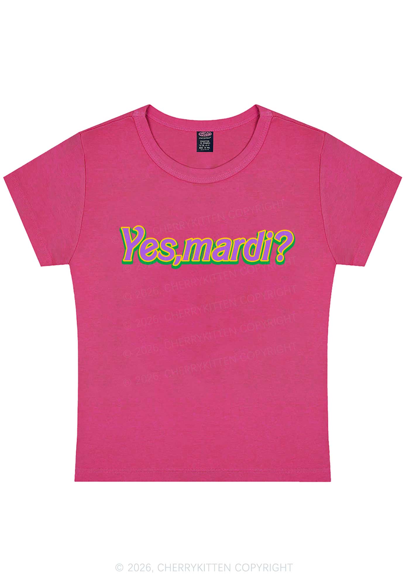 Yes Mardi Y2K Baby Tee Cherrykitten
