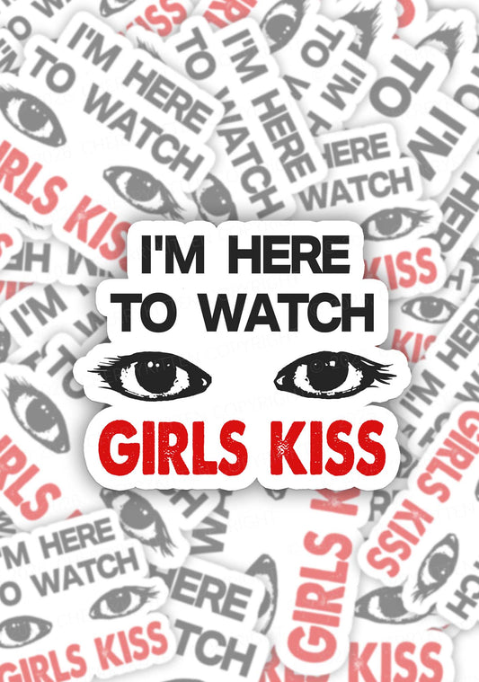 Im Here To Watch Girls Kiss Pride 1pc Y2K Sticker Cherrykitten