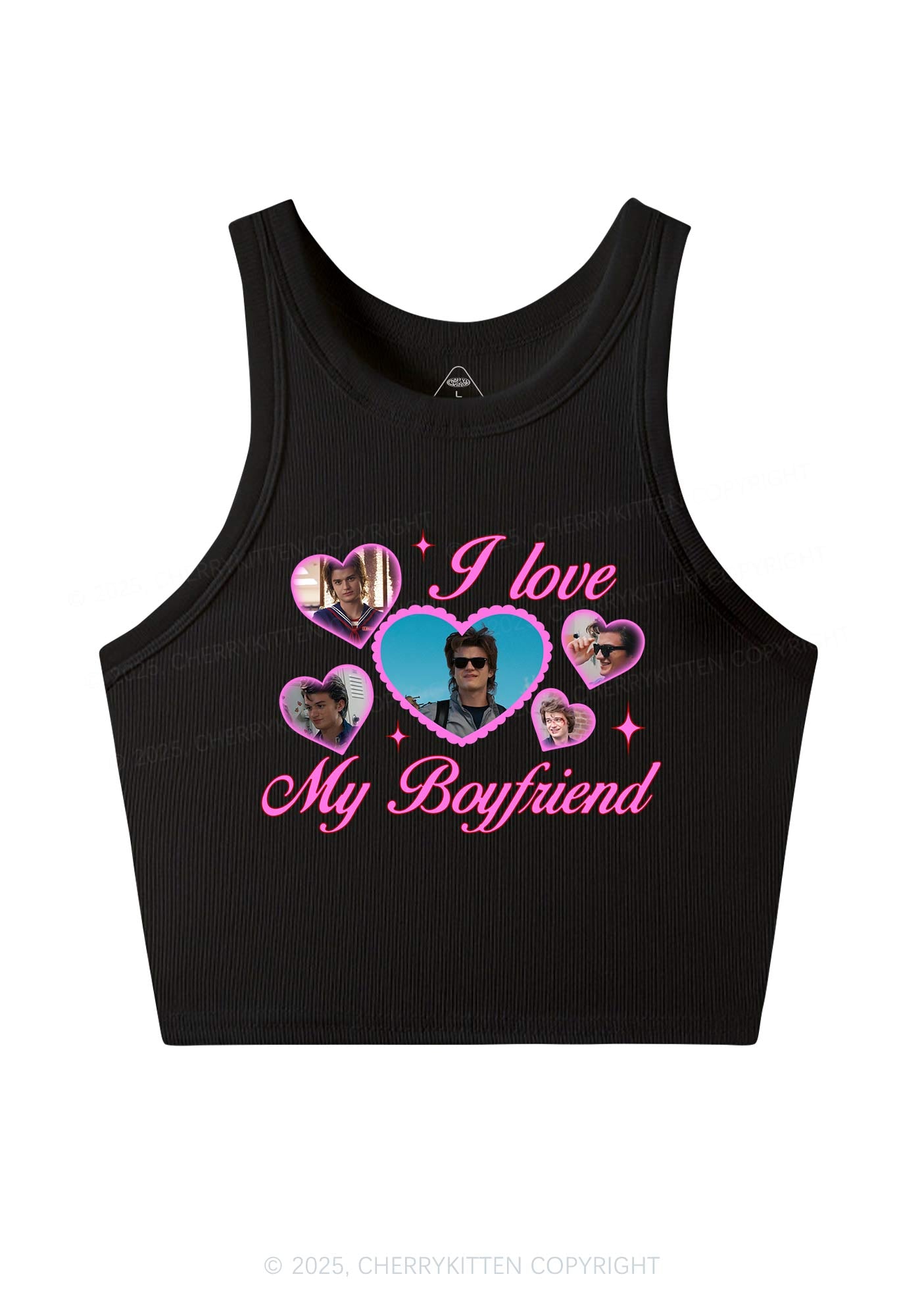 I Love My Boyfriend SH Y2K Crop Tank Top Cherrykitten