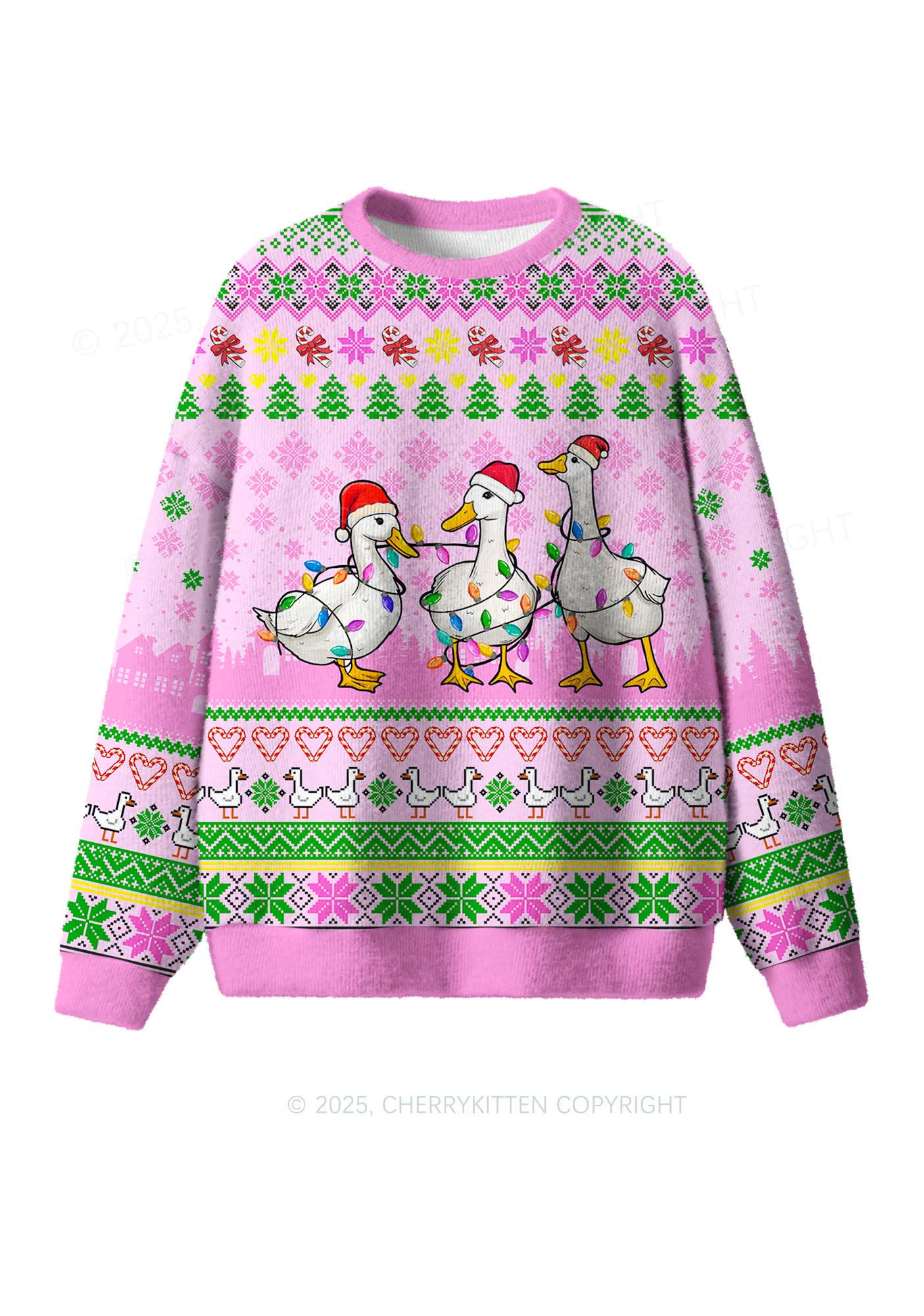 Christmas Ducks Y2K Christmas Knit Sweatshirt Cherrykitten