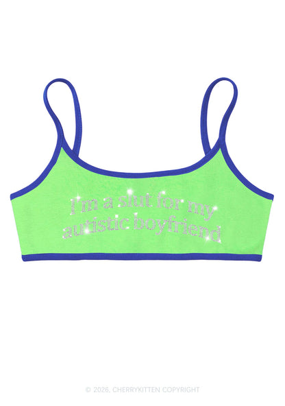 Rhinestone Slxt For My Autistic BF Y2K Super Crop Cami Cherrykitten