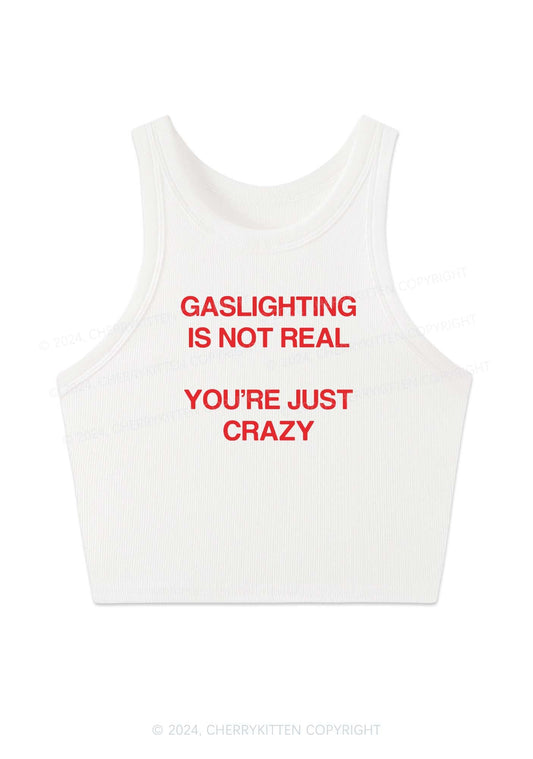 Gaslighting Not Real Y2K Crop Tank Top Cherrykitten