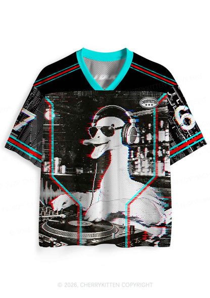 Retro Glitch DJ Duck Y2K Sport Jersey Shirts Cherrykitten