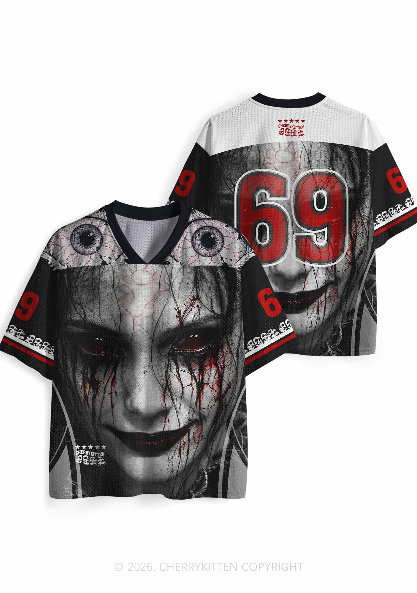 Halloween Black Tears Woman Y2K Sport Jersey Shirts Cherrykitten