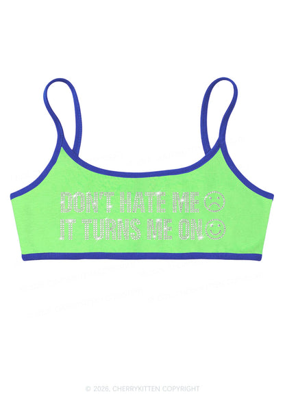 Rhinestone Dont Hate Me Y2K Super Crop Cami Cherrykitten