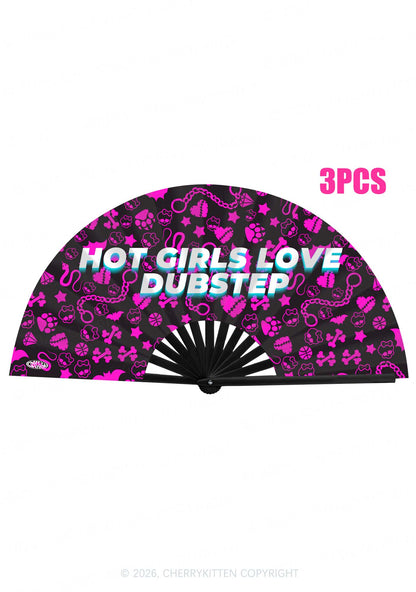 Hot Girls Love Dubstep Y2K Rave Hand Fan Cherrykitten