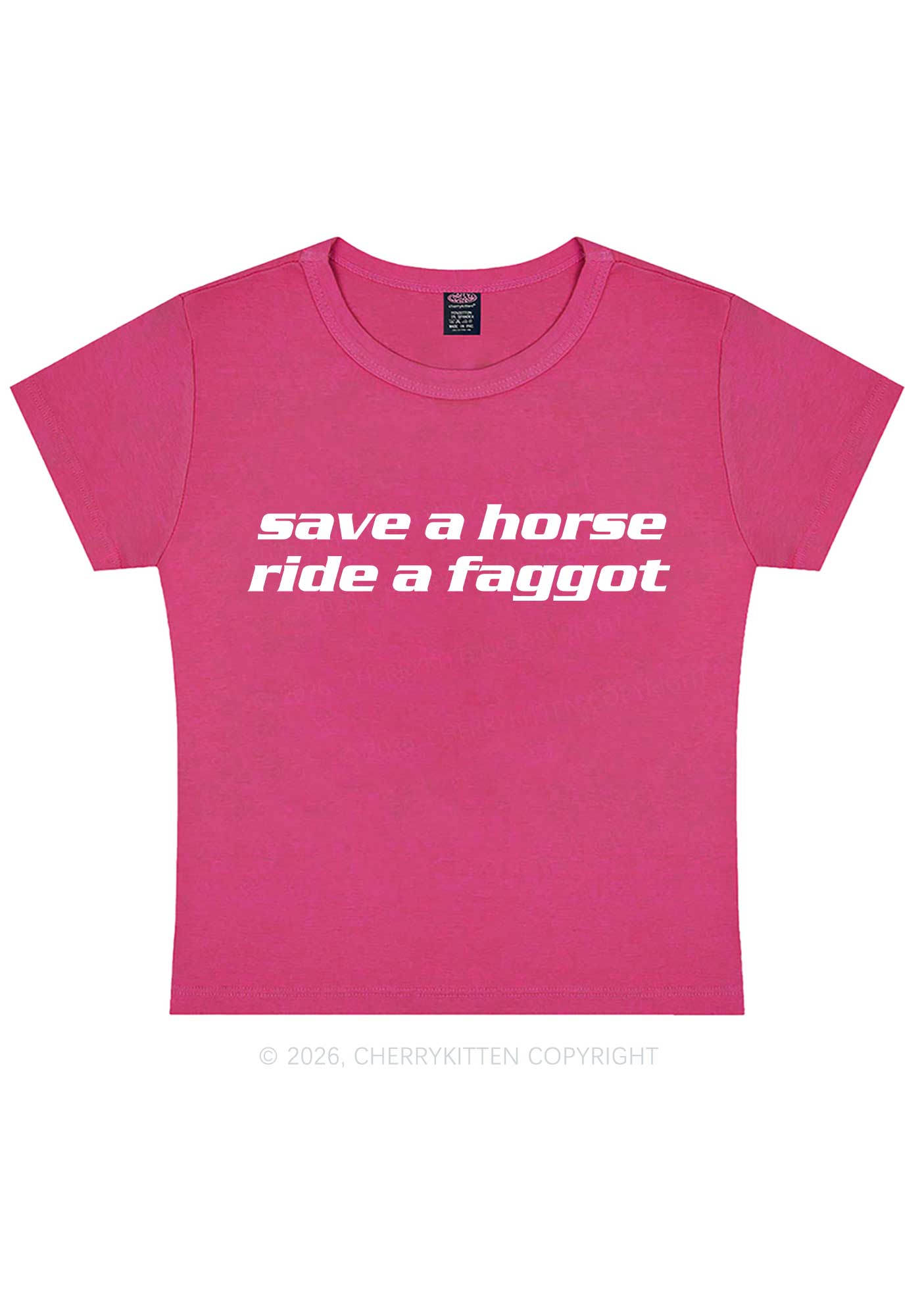 Save Horse Ride Faggot Pride Y2K Baby Tee Cherrykitten