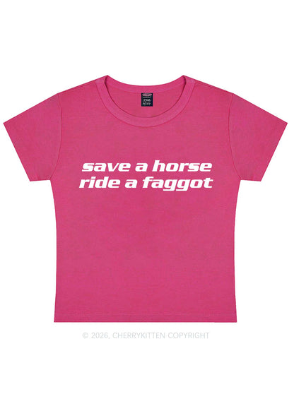 Save Horse Ride Faggot Pride Y2K Baby Tee Cherrykitten