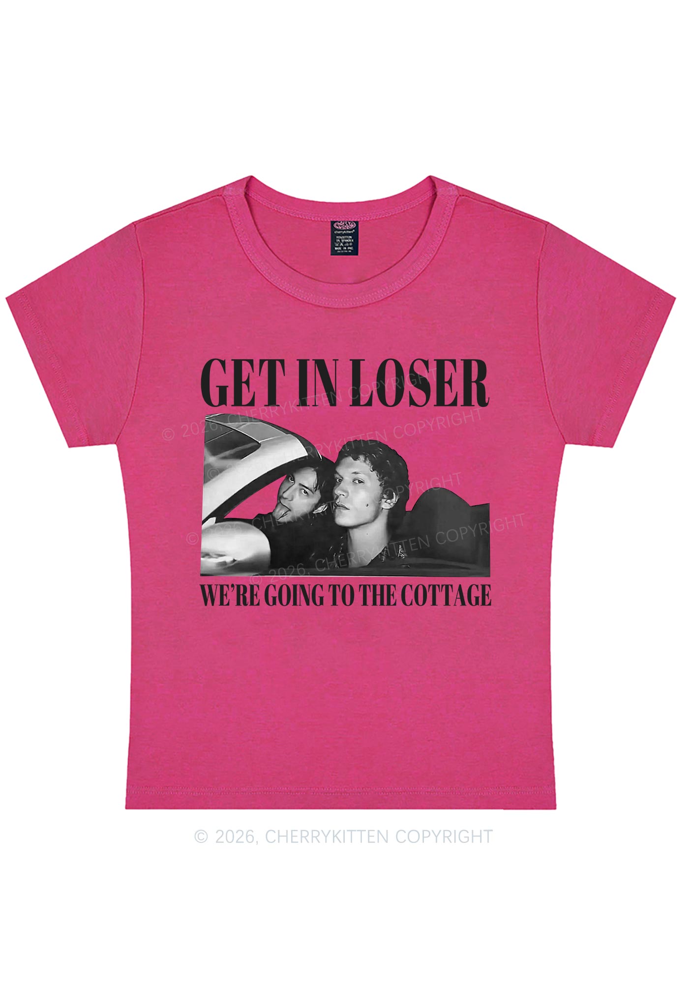 Get In Loser HR Y2K Baby Tee Cherrykitten