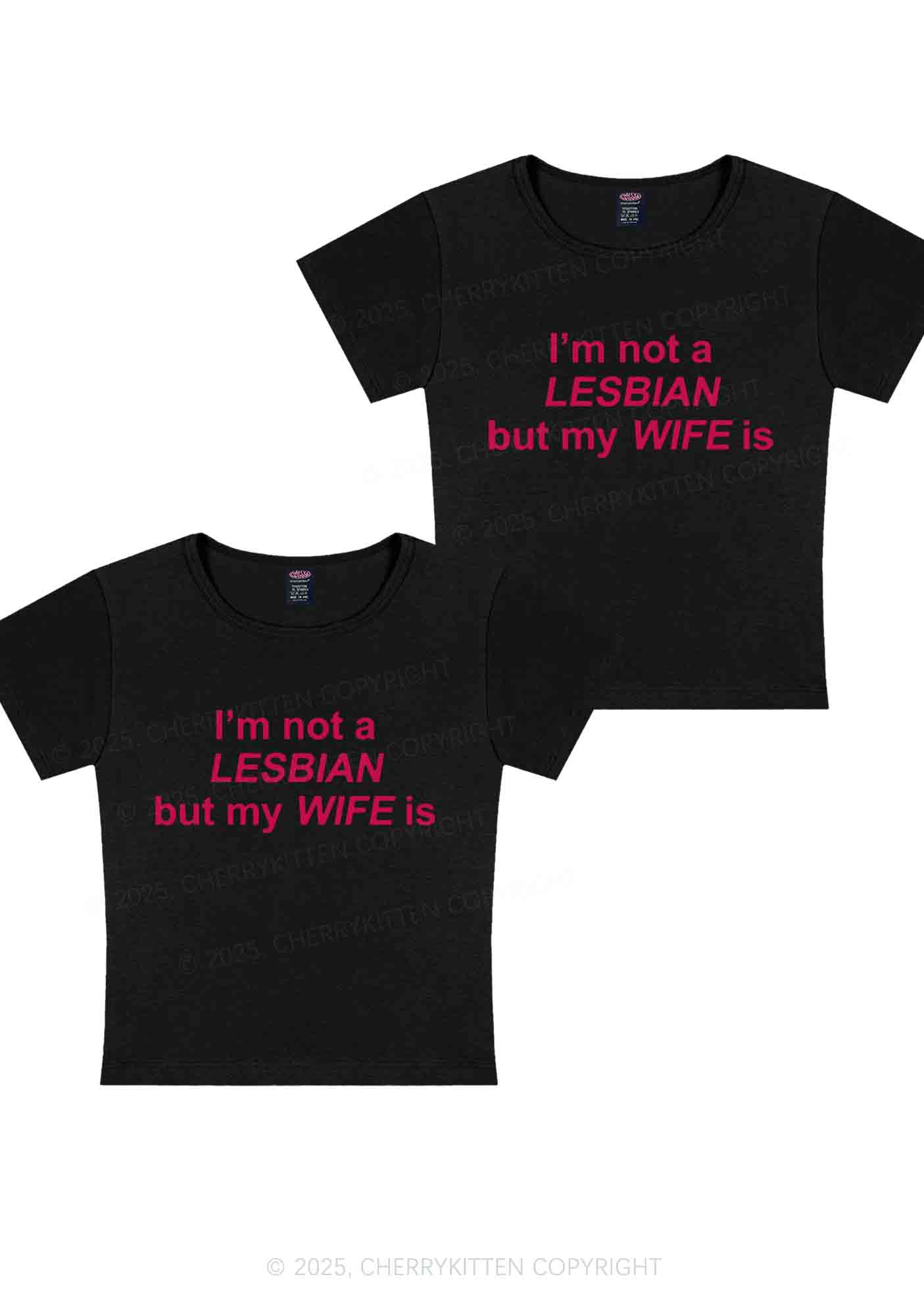 My Wife Is Lesbian Y2K Valentine's Day Baby Tee Cherrykitten