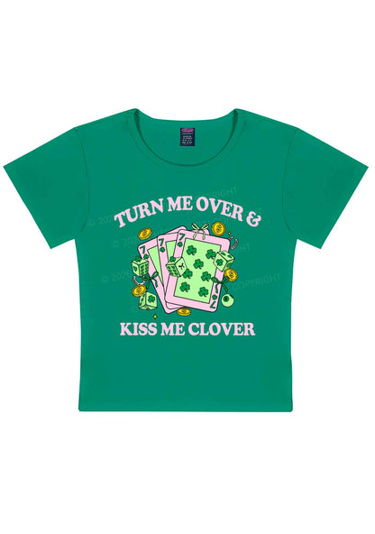 Kiss Me Clover Cards St Patricks Y2K Baby Tee Cherrykitten
