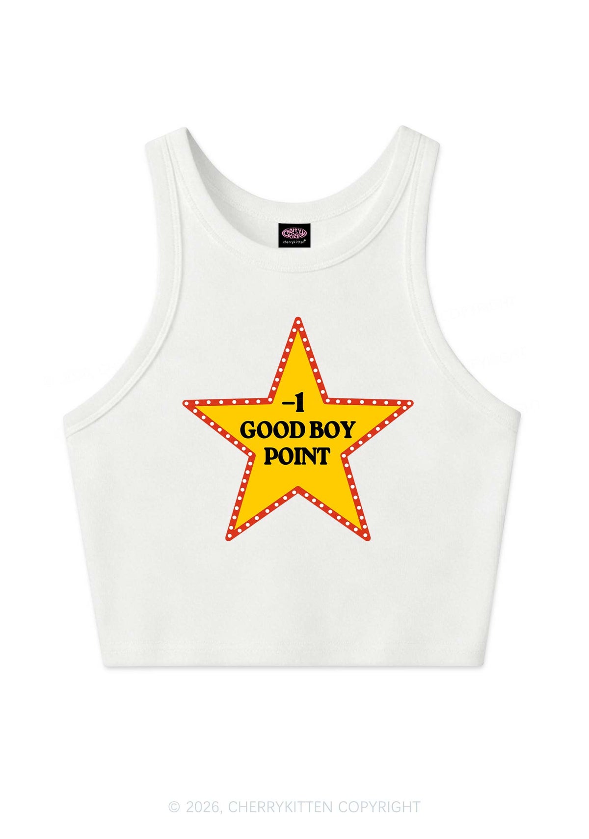 Minus One Good Boy Point Y2K Crop Tank Top Cherrykitten