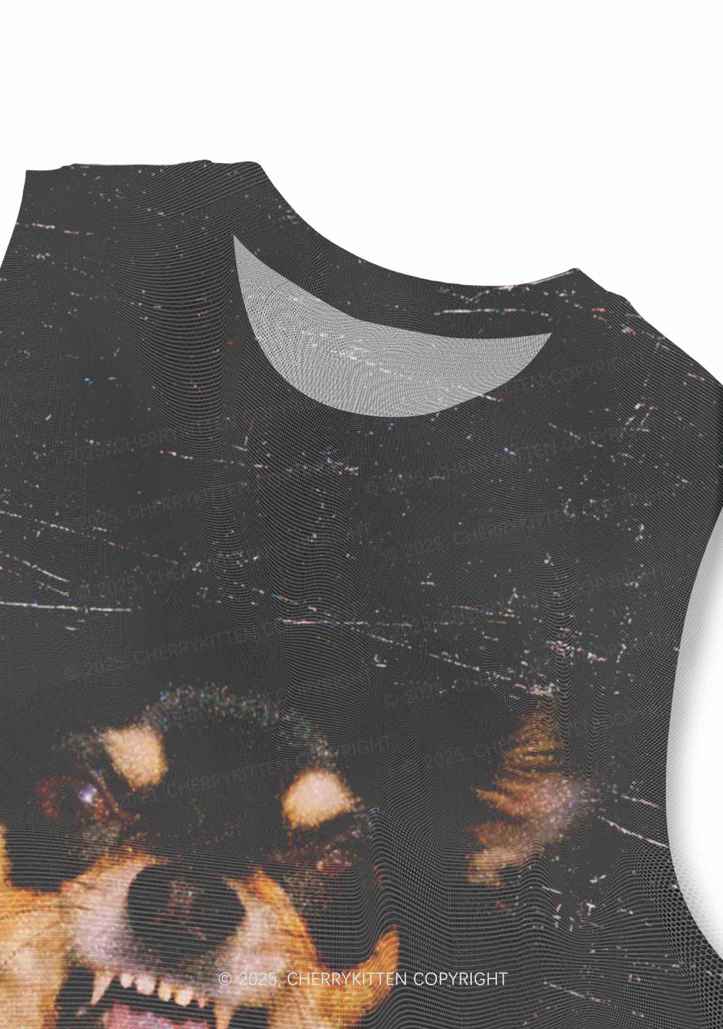 Growling Puppy Y2K Mesh Muscle Tank Cherrykitten
