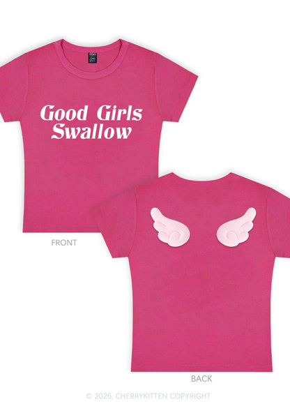 Good Girls Swallow Y2K Goth Angel Wings Baby Tee Cherrykitten