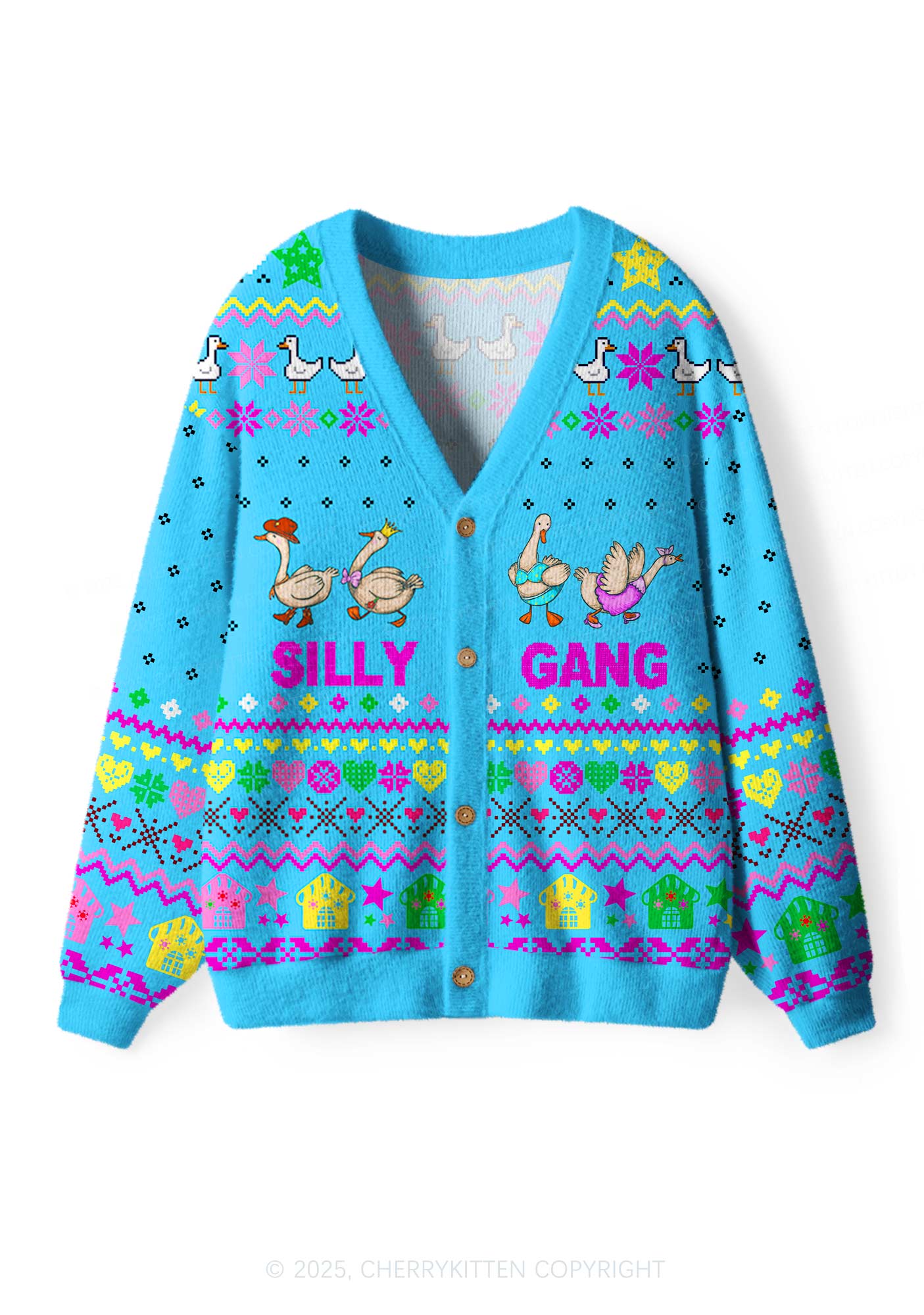 Silly Gang Y2K Christmas Cardigan Knit Sweatshirt Cherrykitten