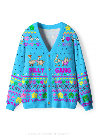 Silly Gang Y2K Christmas Cardigan Knit Sweatshirt Cherrykitten
