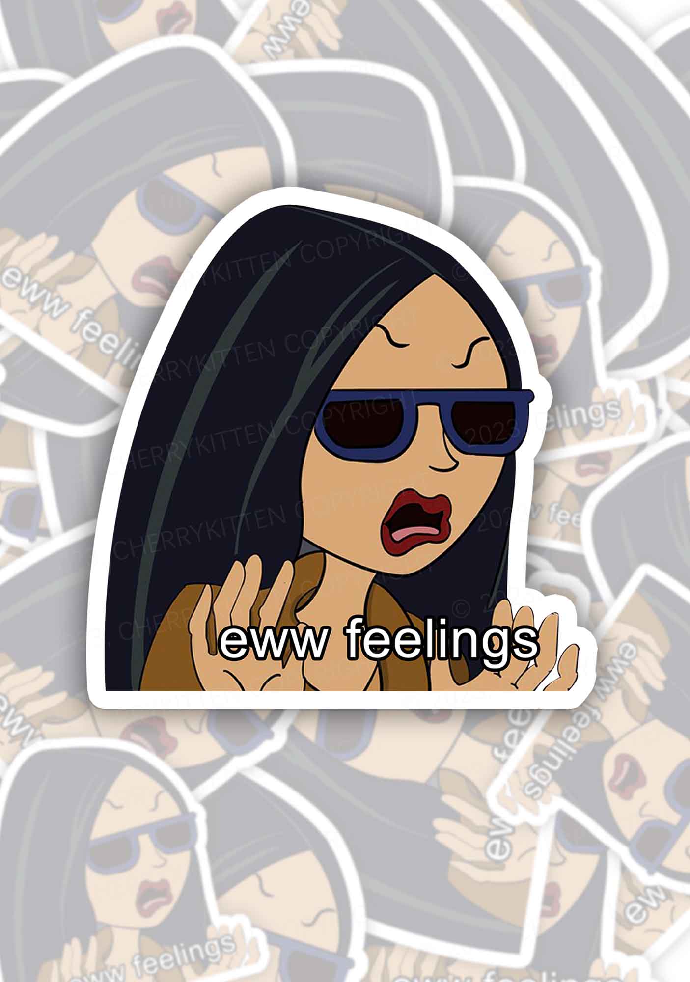 Eww Feelings 1Pc Y2K Sticker Cherrykitten