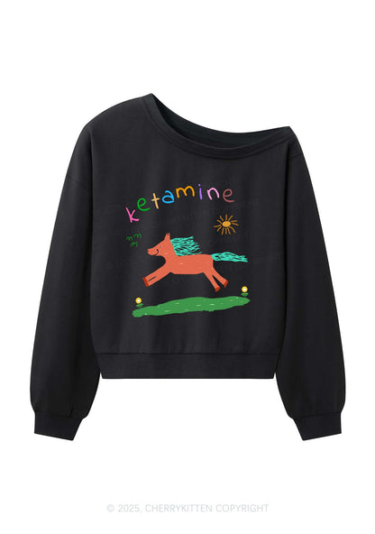 Orange Pony Y2K Off Shoulder Sweatshirts Cherrykitten