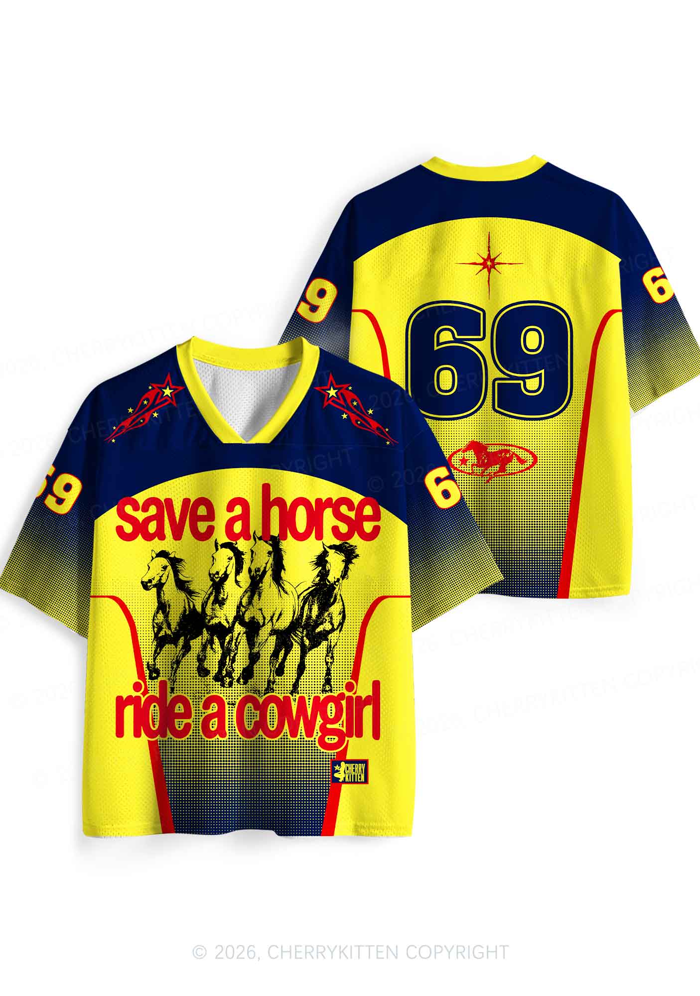 Save Horse Ride Cowgirl Pride Y2K Sport Jersey Shirts Cherrykitten