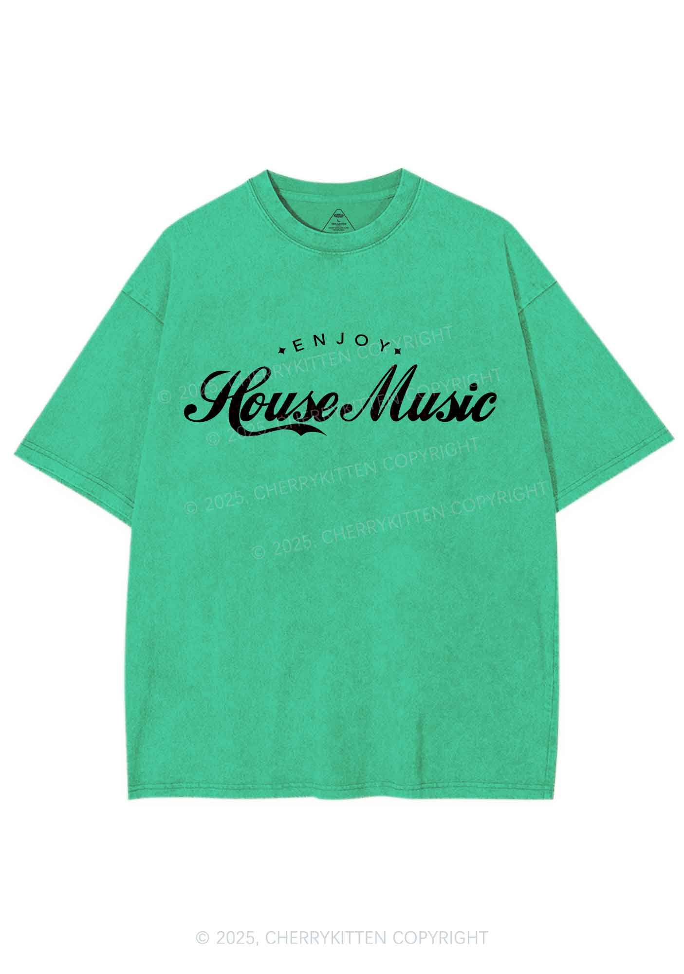 Enjoy House Music Y2K Shirts Washed Tee Cherrykitten