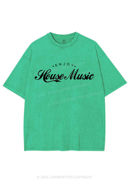Enjoy House Music Y2K Shirts Washed Tee Cherrykitten