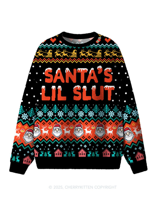 Santas Lil Slxt Y2K Christmas Knit Sweatshirt Cherrykitten