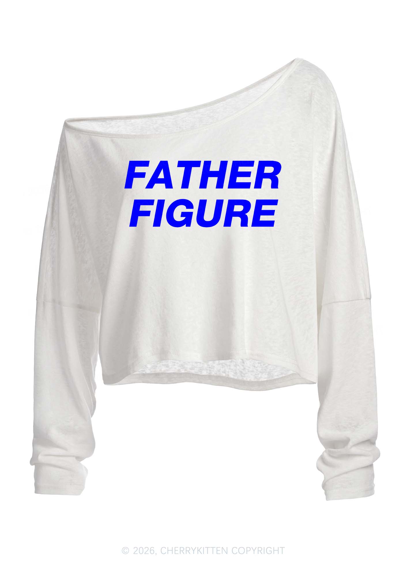 Father Figure Y2K Off Shoulder Long Sleeve Crop Top Cherrykitten