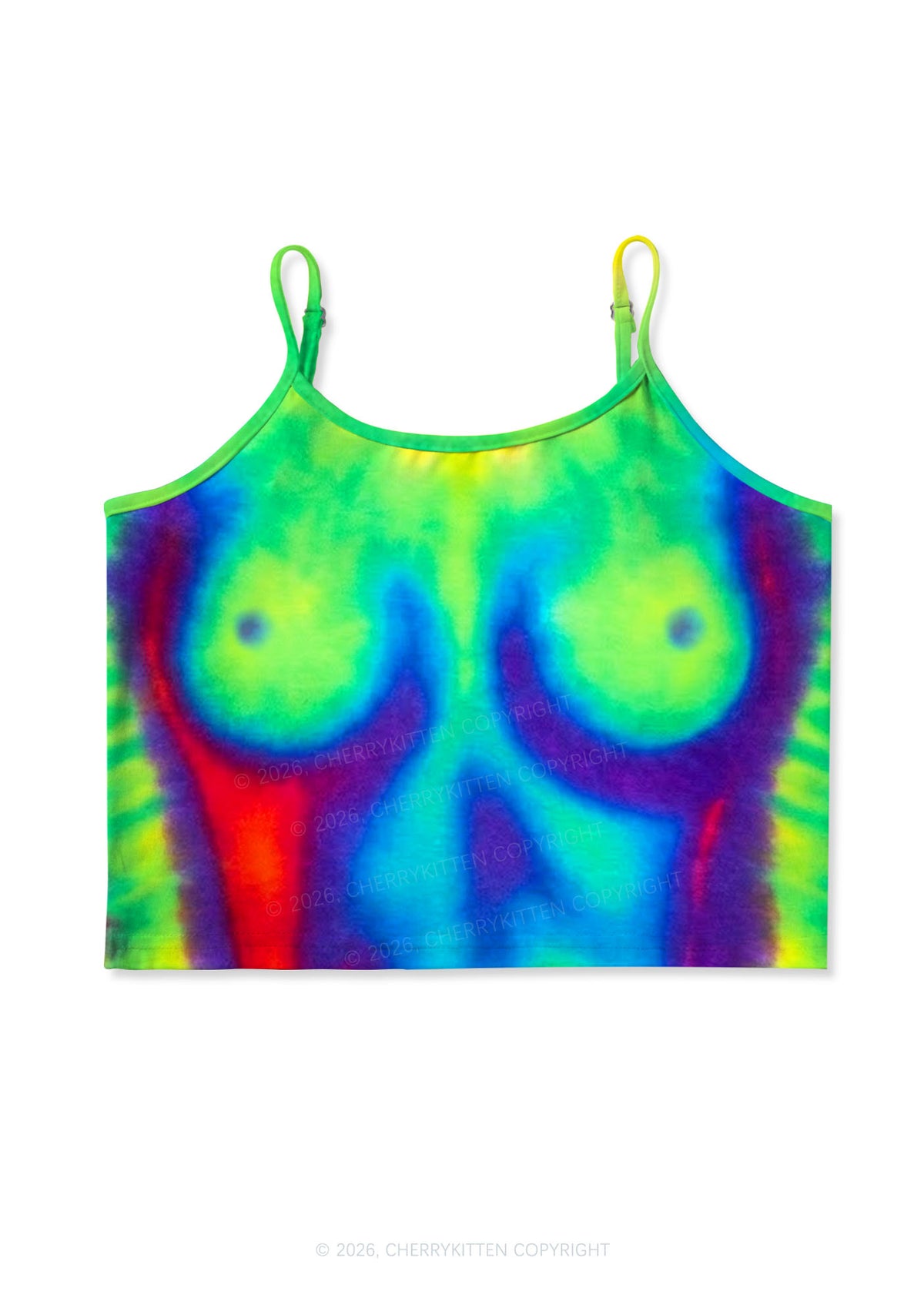Thermal Txts Y2K Print Cami Crop Top Cherrykitten